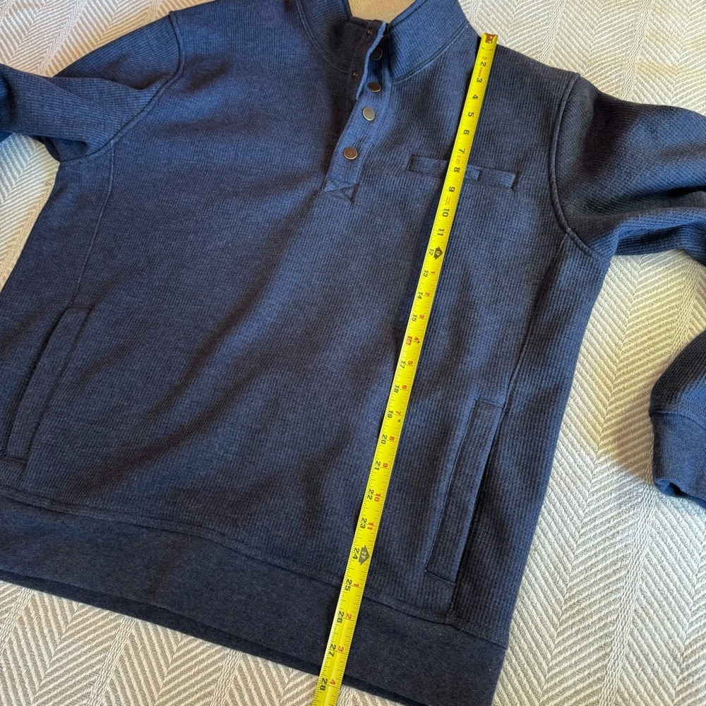 L.L. Bean Katahdin Iron Works Bonded Waffle Fleece, Snap Mock, Blue,‎ Size L - Picture 9 of 9